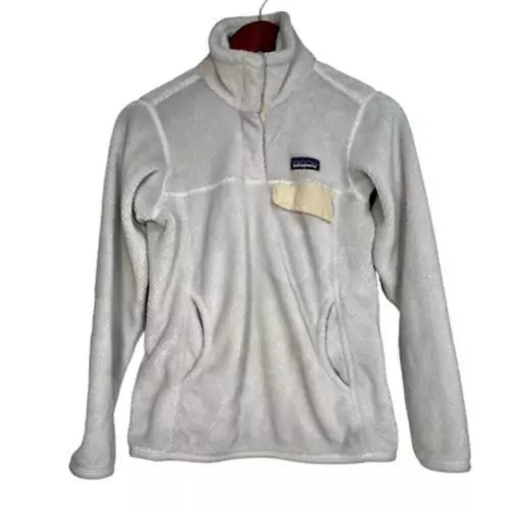 Patagonia Womens Snap T Fleece Jacket Off White Thermal Pro Pockets High Neck XS